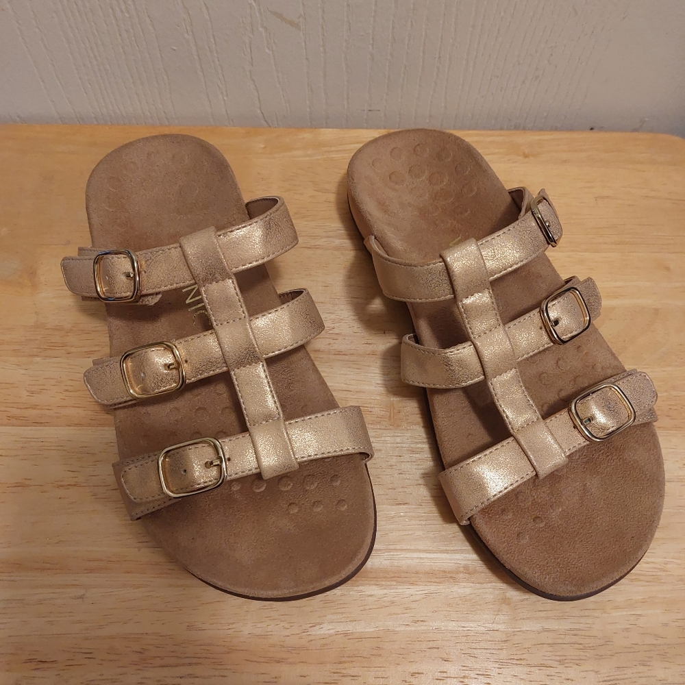 Women's Vionic Gold Metallic "Misa" Sandals Size 7 Wide